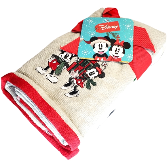 Disney Bath Mickey Minnie Mouse Christmas Hand Towels 2 Pack